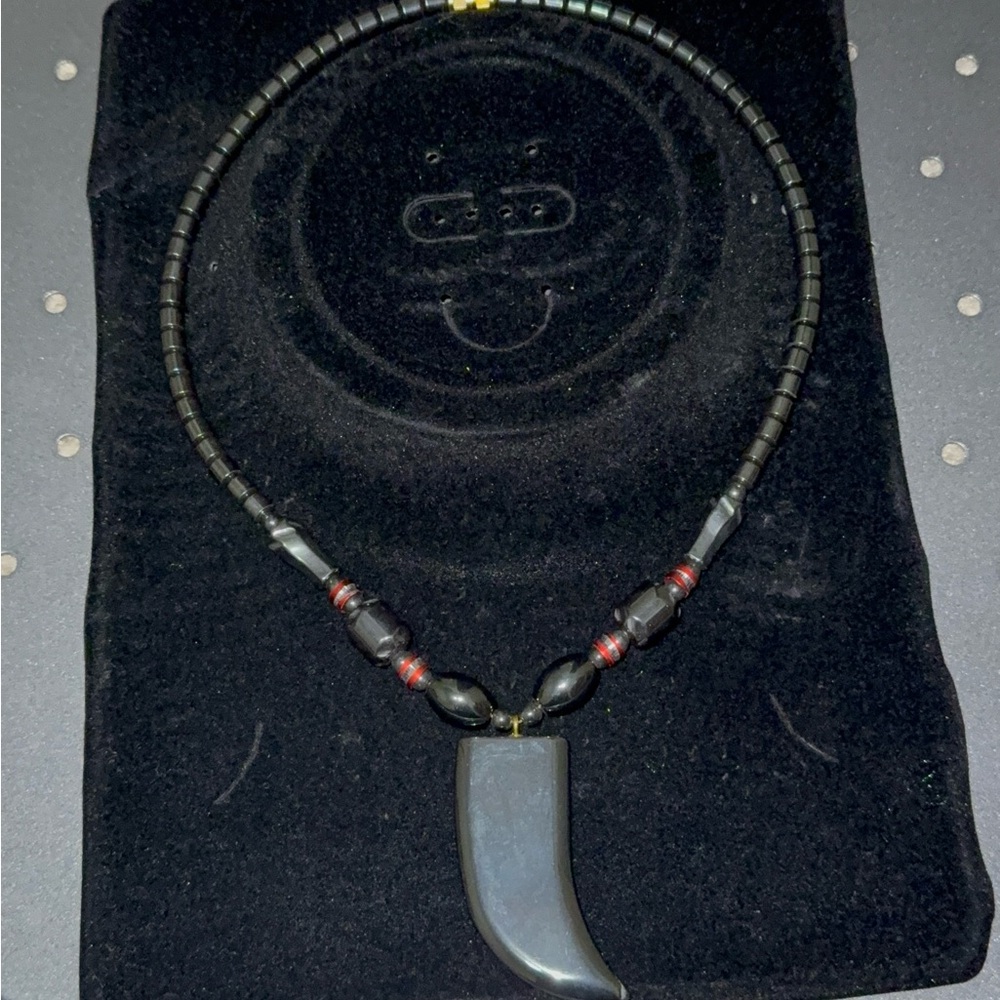 Men’s Black and Red Hematite Beaded Necklace
